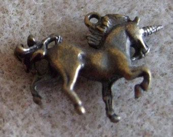 Unicorn Charms- set of 5- antiqued gold