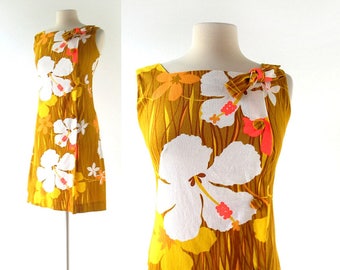 Vintage Hawaiian Dress | 1960s Sundress | 60s Floral Dress | XS