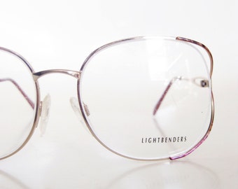 Vintage Pink Oversized 80s Metallic Gold 1980s Womens Glasses Eyeglasses Dark Red Cranberry Eighties Glam Rocker Deadstock NOS Indie Hipster
