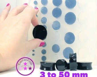 Plug Gauge Mold Multiple Ear Plug Piercing Silicone Rubber Mold, 3 mm - 50 mm