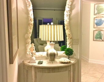 Beach Decor - Large Natural Seashell Mirror with Coral and Starfish - coastal/nautical/sea shell/seashells/sea shells/beach house style