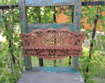 Ornate Vintage Carved Wood Hanging Collectors Spoon Rack for 15 Small Collector Spoons ~ 17" x 9" ~ Bohemian Home Decor ~ Kitchen Decor ~