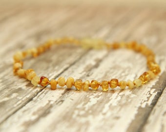 Baltic Amber Teething Necklace, natural pain relief, polished amber jewelry, baby teething, kids, adults,