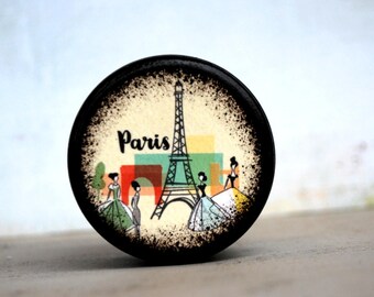 Paris Wood Box Eiffel Tower Powder Box, Wooden Box, trinket box, Wood Container, Treasure Box, French, France, Paris, Europe, Travel
