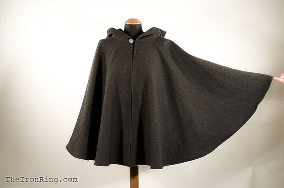 Woolen hooded cape cloak fantasy medieval renaissance unisex