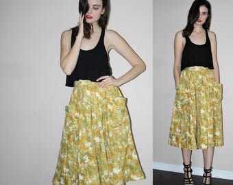 Novelty Print Vintage 1950s Abstract Cotton Circle Skirt - 50s Circle Skirts - 50s Clothing - WV0005