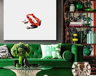 Art Print - Red Poison Dart Frog - Minimalist Sumi-e - Ink Painting