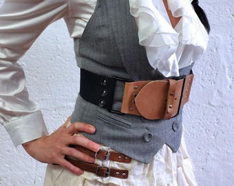 Real Leather Chest Belt - Natural/Black - steampunk - burning man - festivals - apocalypse, Please read Description for size