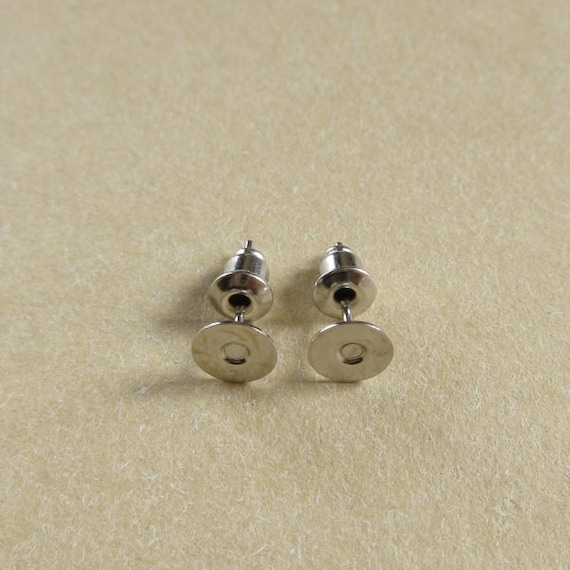Items similar to Flat Back Post Earrings, 6mm Pad With Stopper, Nickel ...