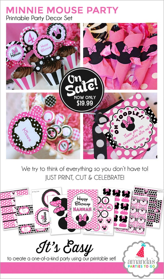 Minnie Mouse Birthday Decorations | Minnie Mouse Party Decorations | Minnie Mouse Birthday Banner Printable | Amanda's Parties To Go Il_570xn