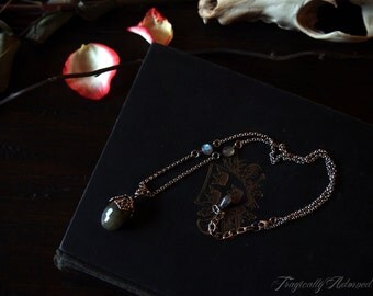 Forest Dragon Egg Silver Labradorite Necklace 17 - 19 inches adjustable
