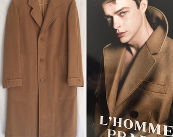Vintage Mens Camel Colored Wool Top Coat