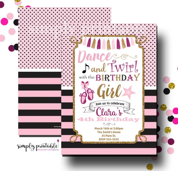 Ballet Birthday Invitation, Pink Gold Ballerina Invite Il_570xn