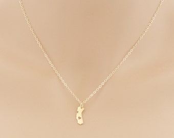 California Necklace, Gold California Pendant, California Jewelry, I Love California, State Necklace, California, For Her, Friend Gift