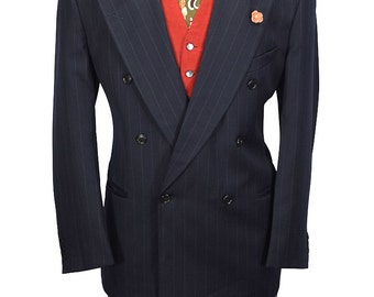 Valentino Uomo 42R Italian Made Double Breasted Peal Lapel Wool Blazer