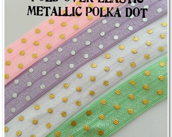 2 Metres of Fold Over Elastic - Polka Dot