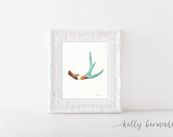 Chevron Deer Antler / Printable Art / Printable Watercolor / Instant Download