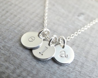 Personalized initial charms Initial necklace Sterling silver Initial Charm Necklace Monogram Necklace Personalized Jewelry