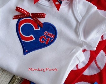 Chicago Cubs Baby - Girl's Baseball Bodysuit - MLB Chicago Cubs Inspired Bodysuit - Newborn to 24 Months Size