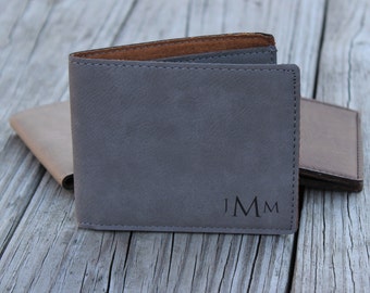 Personalized Bifold Wallet, Vegan Leather, Engraved Wallet, Christmas Gifts for Men, Groomsmen Gifts, Best Man Gift, Monogrammed Wallet