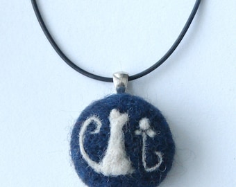 Cat pendent, needle felted cat necklace