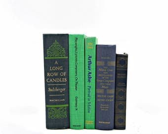 Antique BOoks, Blue Green Decorative Books, Wedding Decor, , BOok Collection, BOok Decor Set Interior Design