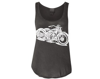 NEW Womens Vintage MOTORCYCLE Tank/ Motorcycle Shirt/ Motorcycle T-shirt/ Seventies Racer Tank More Colors S M L