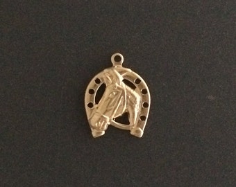 Pendentif Ancien Plaqué Or – Breloque Cheval à Bascule – Vintage