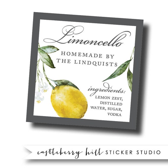 Limoncello labels lemoncello stickers homemade wedding favor