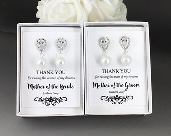 Set of 2 Earrings Mother of the Bride Gift Earrings Mother of the Groom Gift Earrings Pearl Earrings Dangle Earrings for Moms Gift for Moms
