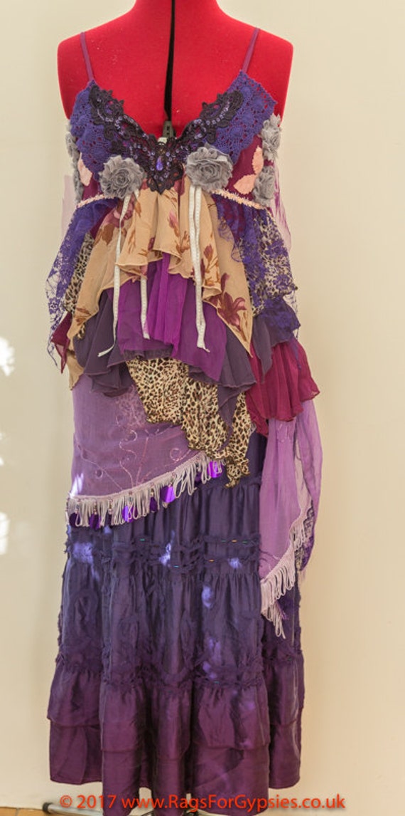 Gypsy Purples Reds Ragged Handkerchief Outfit/Dress/Top/Skirt