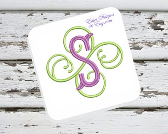 Fishtail Swirl Monogram Machine Embroidery Monograms Monogram Fonts Digital Download