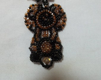 CLEARANCE SALE: Black and taupe short beaded necklace