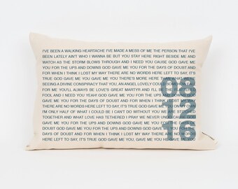2nd Anniversary Gift, Cotton Anniversary, Gift for Her, Anniversary Gift, Wedding Song Art, Wedding Song Print, Personalized Pillow