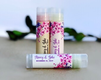 Orchid Watercolor Lip Balm Favor 24ct - Bridal Shower Lip Balm Favors - Lip Balm Tubes - Chapstick Favors - Wedding Chapstick (LB2007)