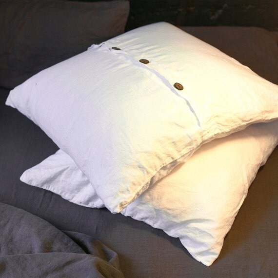 Linen PILLOW CASE euro size with button closure by