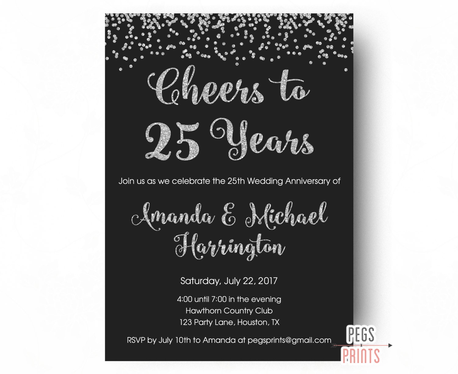Free Printable 25th Wedding Anniversary Invitation Templates