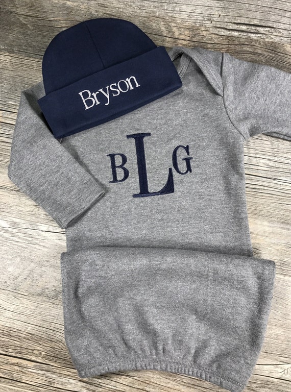 Baby Boy Coming Home Outfit Personalized Infant Baby Gown And   Il 570xN.1181215437 O7z2 