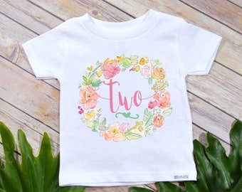 Second Birthday shirt, Boho Wreath Two, 2nd Birthday shirt, Custom Birthday set, Personalized Birthday Shirt, Second Birthday girl, I'm Two