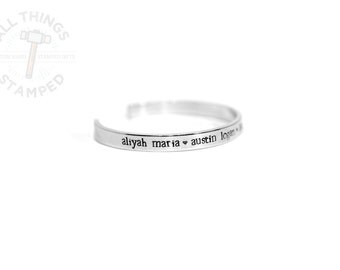 Personalized Name Bracelet - Hand Stamped Cuff Bracelet - Birthday Gift - Baby Name Bracelet- Kid's Names - Engraved Name - Hand Stamped