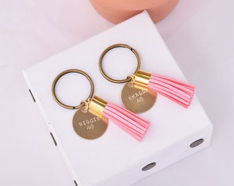 Biggie Smalls Sorority Keychain Set, Sorority Keychain, Tassel Keychain, Big Little Keychain, Big Lil Sis Gift Set, Big Little Sorority Gift