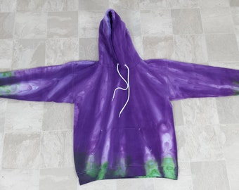 Tie Dye Hoodie-Hooded Sweatshirt-Hand Dyed Hoody-Tie Dye Kangaroo-Yoga Sweatshirt-Hanes Unisex Size S