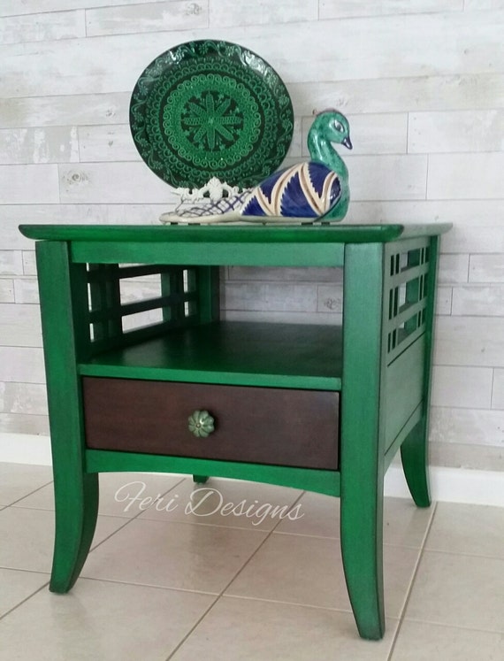 Emerald Green Mid Century End TableBed SideCoffee Table