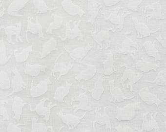 Tossed Cats White on White; Hue C5143; Fat Quarter, Third Yard, Half Yard, or By The Yard; Timeless Treasures; Cat Fabric