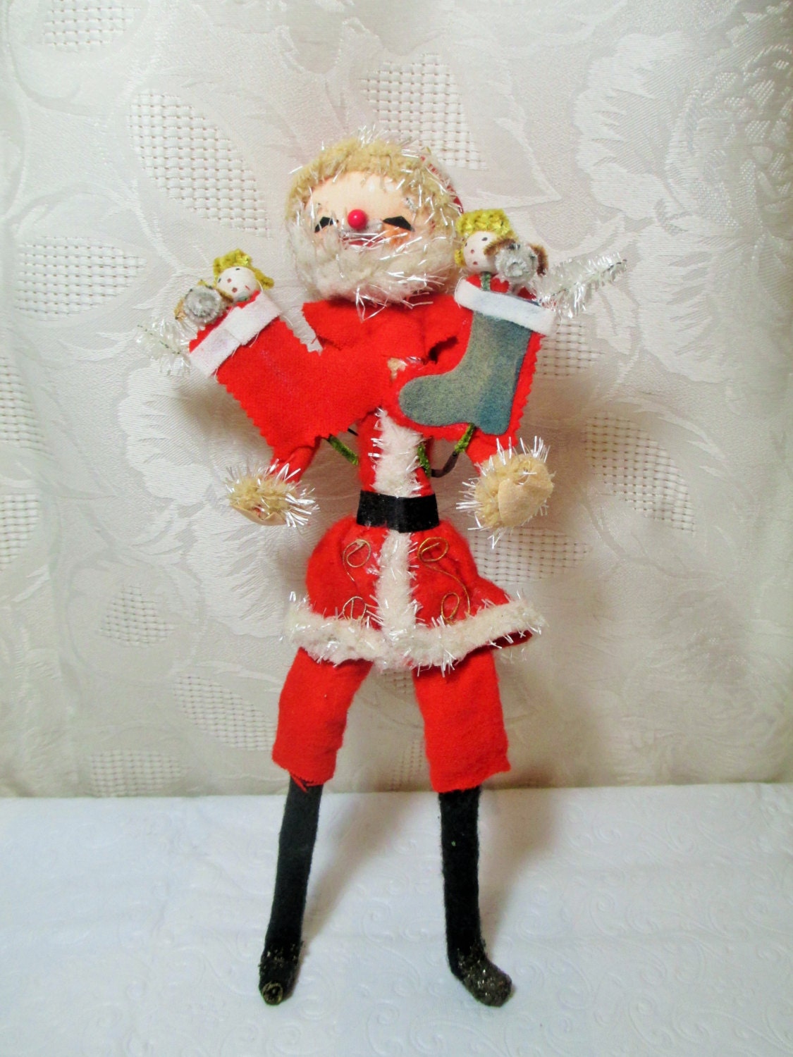 Vintage Felt Santa Mid Century Santa Claus by LuckyPennyTrading