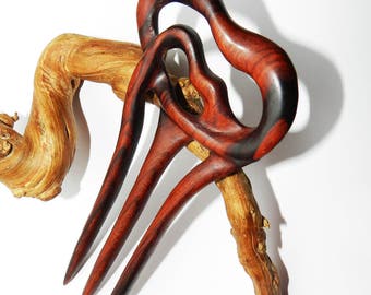Wooden hair fork, Hand carved hair fork, Hair Accessory, cocobolo