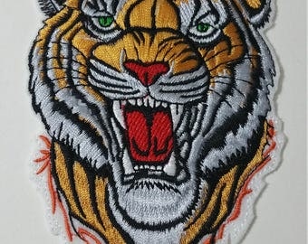 Large/Extra large tiger head iron on or sew on patch tiger patch Tiger iron on patch Animal patch Tiger applique