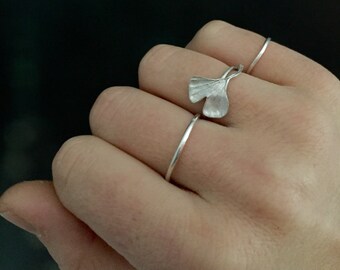 Ginkgo leaf ring | silver ginkgo leaf | gingko ring | solid sterling silver ring