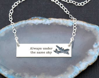 SALE • Military Deployment Gift • Airplane Air Force Pilot Jewelry Air Force Gift • Military C-130 Always Under the Same Sky Military Wife