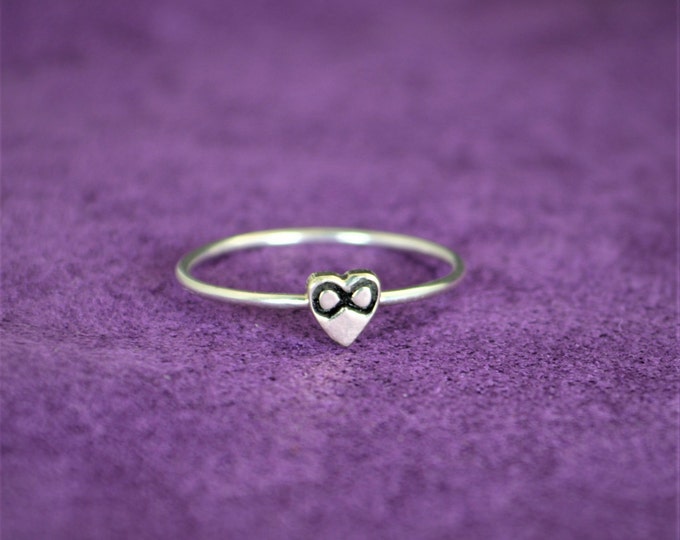 Silver Infinity Ring, Monogram Heart Ring, Silver Heart Ring, Personalized Heart Ring, Sterling Heart Ring, Silver Ring, Monogram Ring